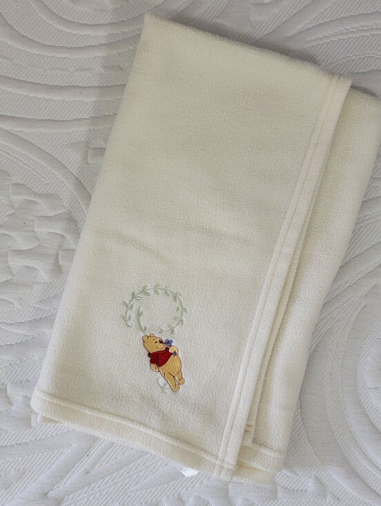 Disney Other - Vintage Disney Winnie The Pooh Baby Blanket Ivory Embroidered 29" X 32"